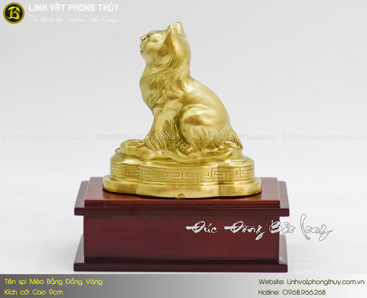 Mèo Bằng Đồng Vàng Cỡ Nhỏ Cao 9cm 2