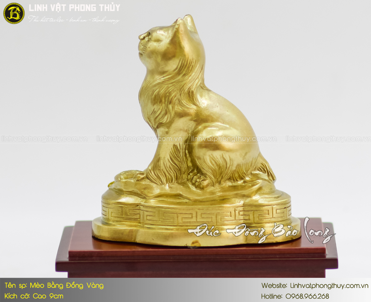 Mèo Bằng Đồng Vàng Cỡ Nhỏ Cao 9cm 3