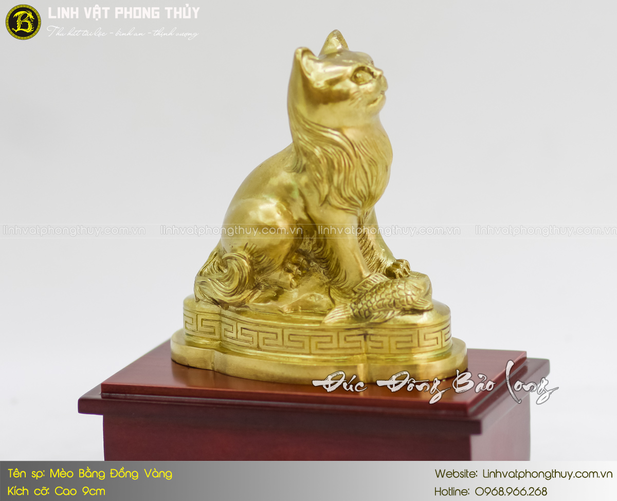 Mèo Bằng Đồng Vàng Cỡ Nhỏ Cao 9cm 6