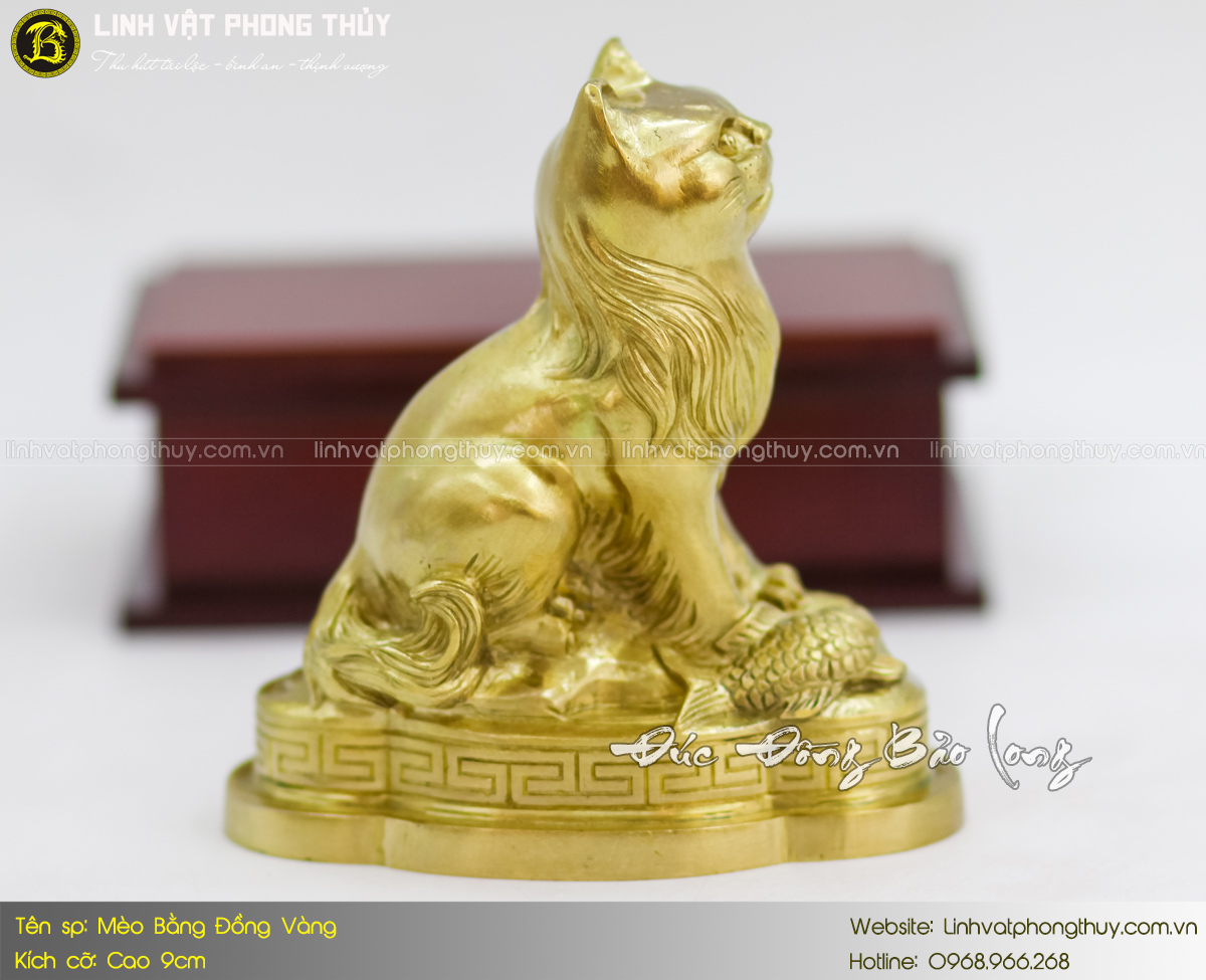 Mèo Bằng Đồng Vàng Cỡ Nhỏ Cao 9cm 7