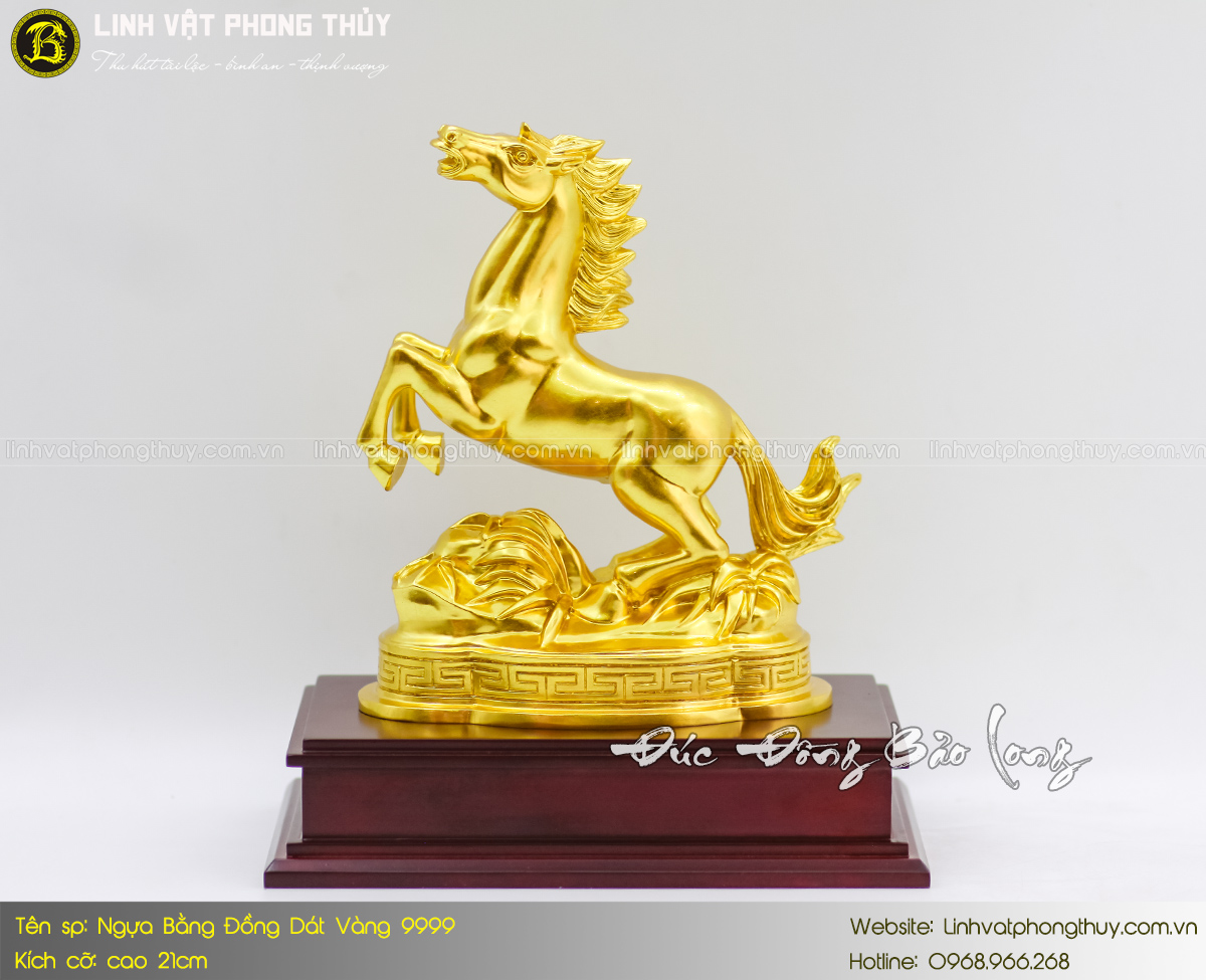 Ngựa Bằng Đồng Vàng Cao 21cm Dát Vàng 9999 2