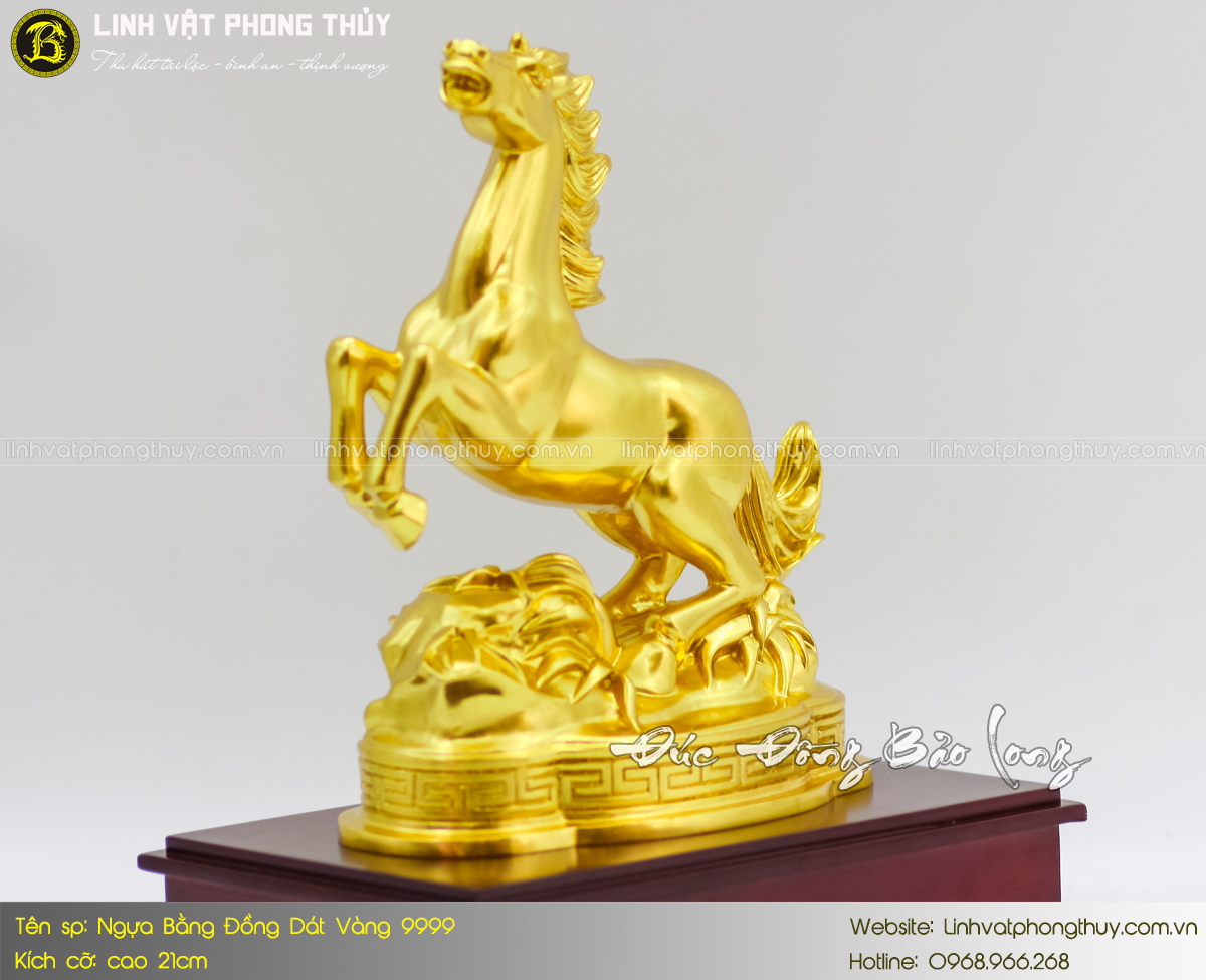 Ngựa Bằng Đồng Vàng Cao 21cm Dát Vàng 9999 4