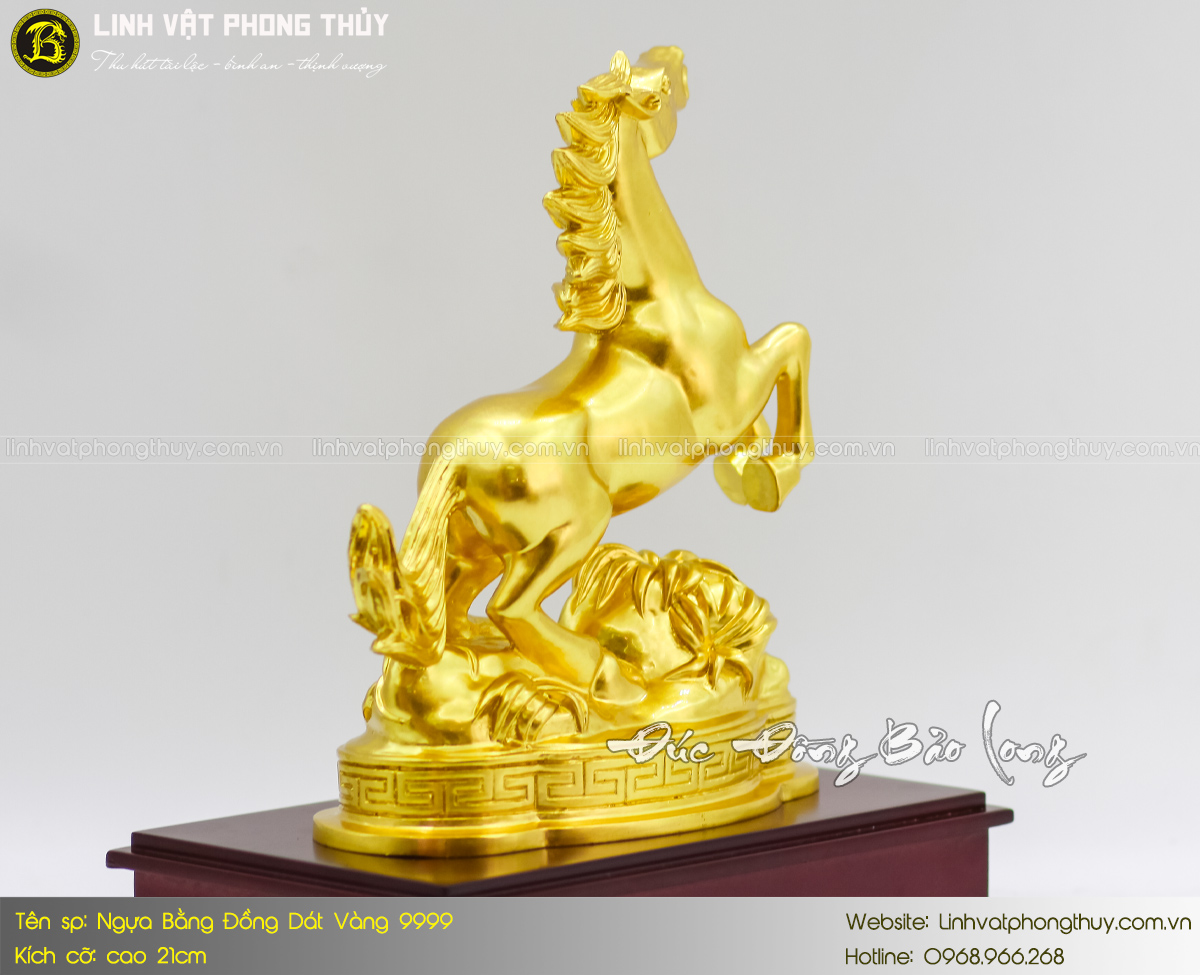 Ngựa Bằng Đồng Vàng Cao 21cm Dát Vàng 9999 6