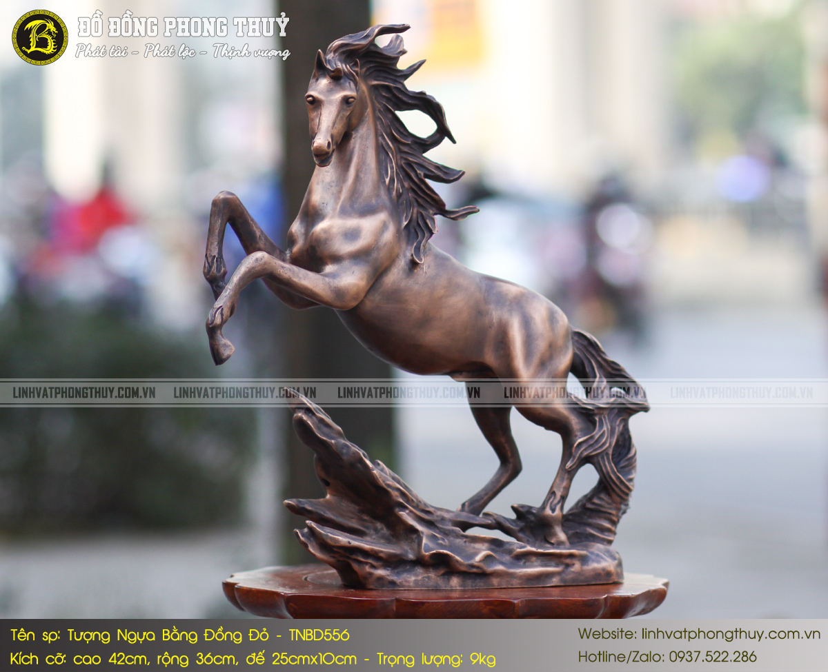 tượng ngựa bằng đồng đỏ cao 42cm