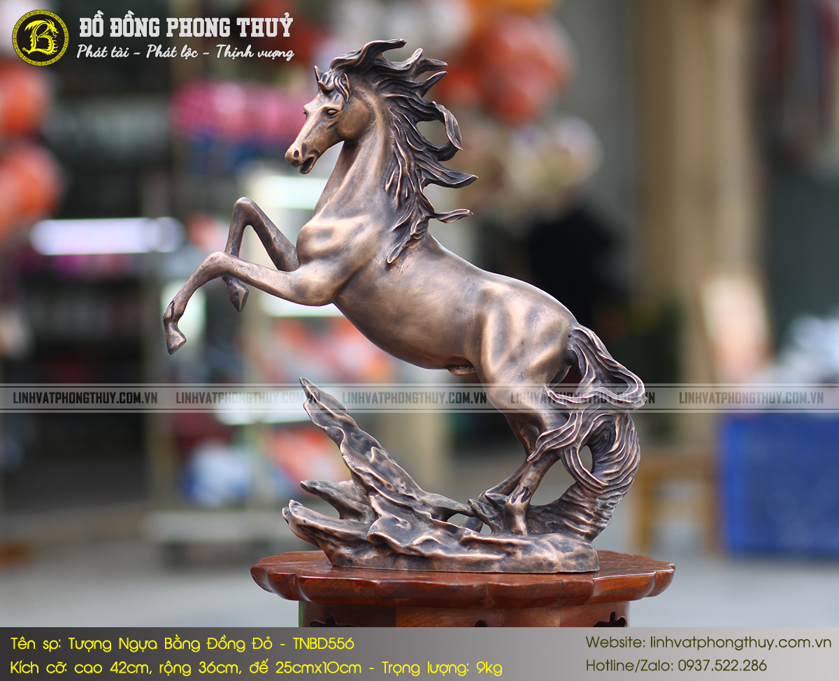 Ngựa Bằng Đồng Đỏ Cao 42cm Màu Trầm Cổ - TNBD556 4