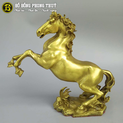 Ngựa Hí Bằng Đồng Vàng Cao 27cm - TNBD221