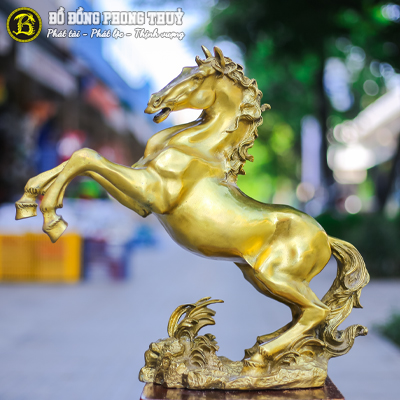 Ngựa Hí Bằng Đồng Vàng Cao 45cm - TNBD223