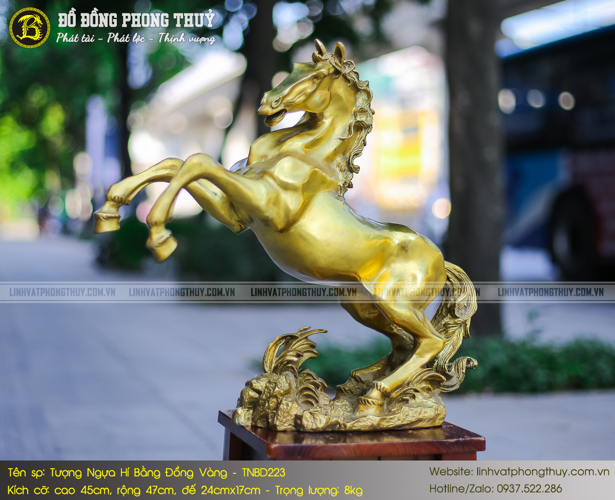 Ngựa Hí Bằng Đồng Vàng Cao 45cm - TNBD223 3