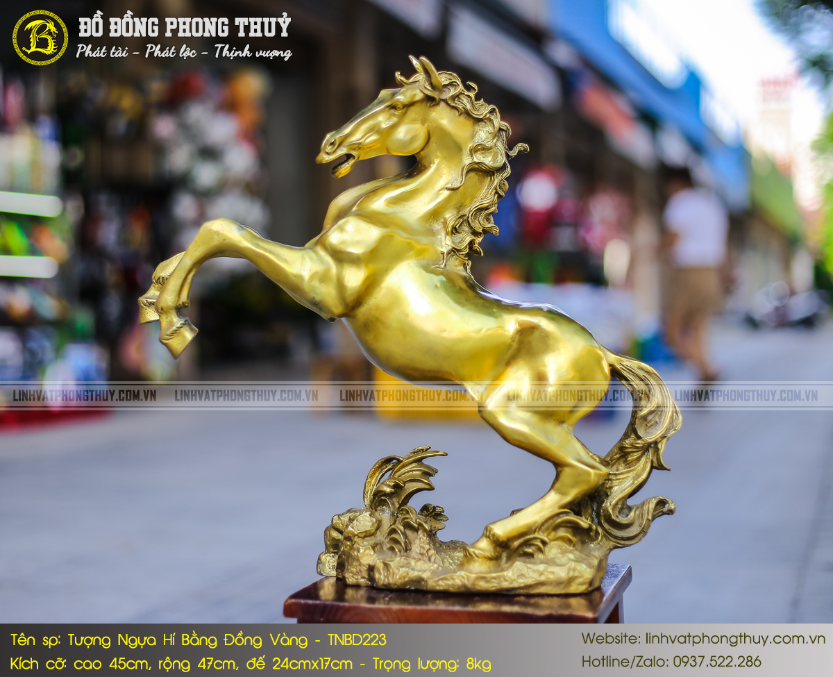 Ngựa Hí Bằng Đồng Vàng Cao 45cm - TNBD223 4