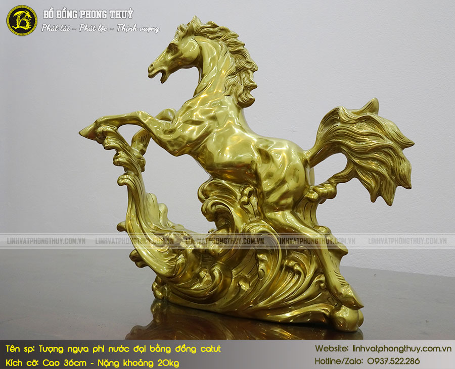 Tượng Ngựa Phi Nước Đại Bằng Đồng Catut Cao 36cm - TNBD01 5