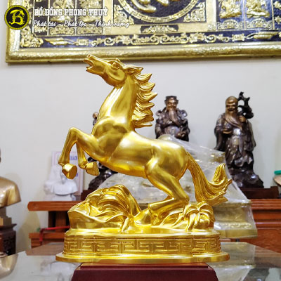 Tượng Ngựa Bằng Đồng Dát Vàng 9999 Cao 11cm