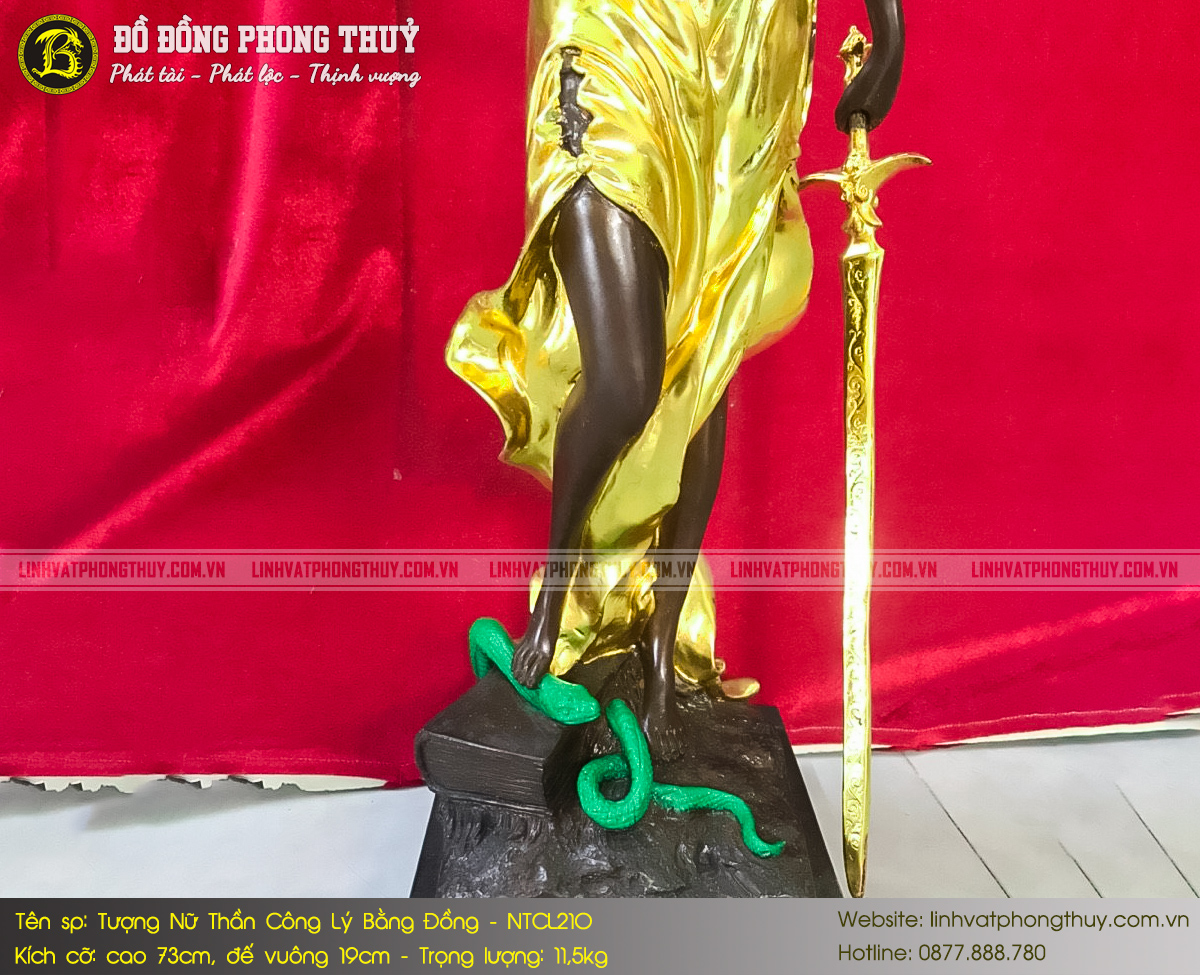 Tượng Nữ Thần Công Lý Bằng Đồng 73cm - NTCL210 4