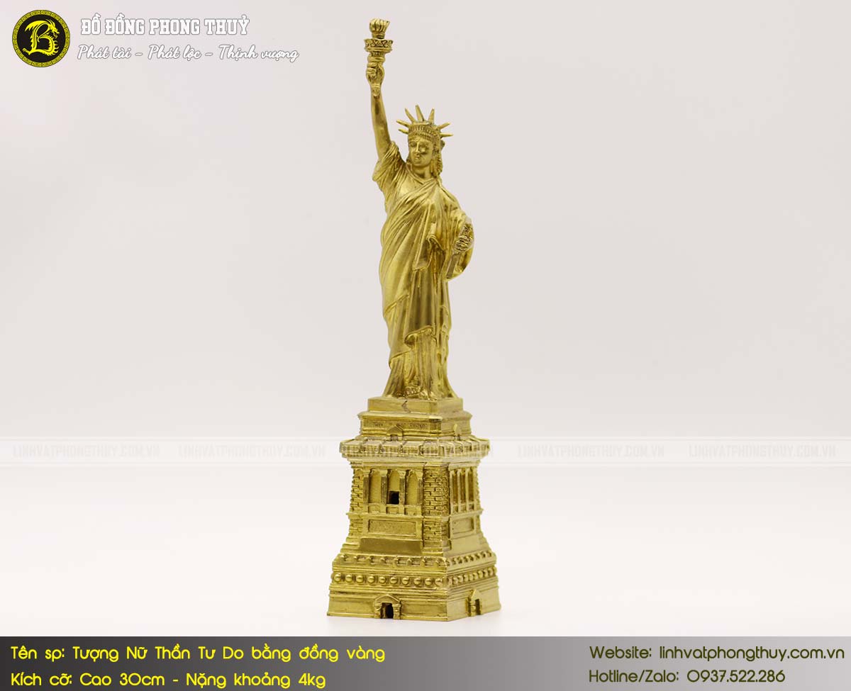 tượng Nữ Thần Tự Do bằng đồng vàng cao 30cm