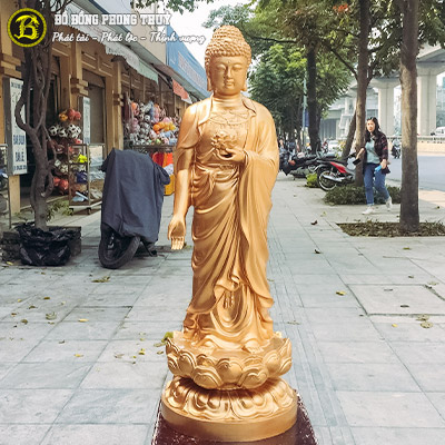 Tượng Phật A Di Đà Dáng Đứng Bằng Đồng Đỏ Cao 1m - TP016