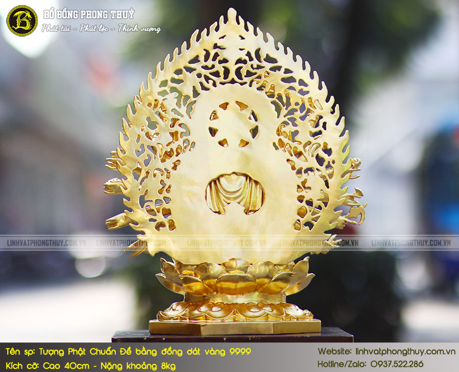 Tượng Phật Mẫu Chuẩn Đề Bằng Đồng Đỏ Cao 40cm Dát Vàng 9999 - TP017 7