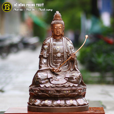 Tượng Phật Đại Thế Chí Bồ Tát Bằng Đồng Khảm Vàng Bạc Cao 61cm - TP015