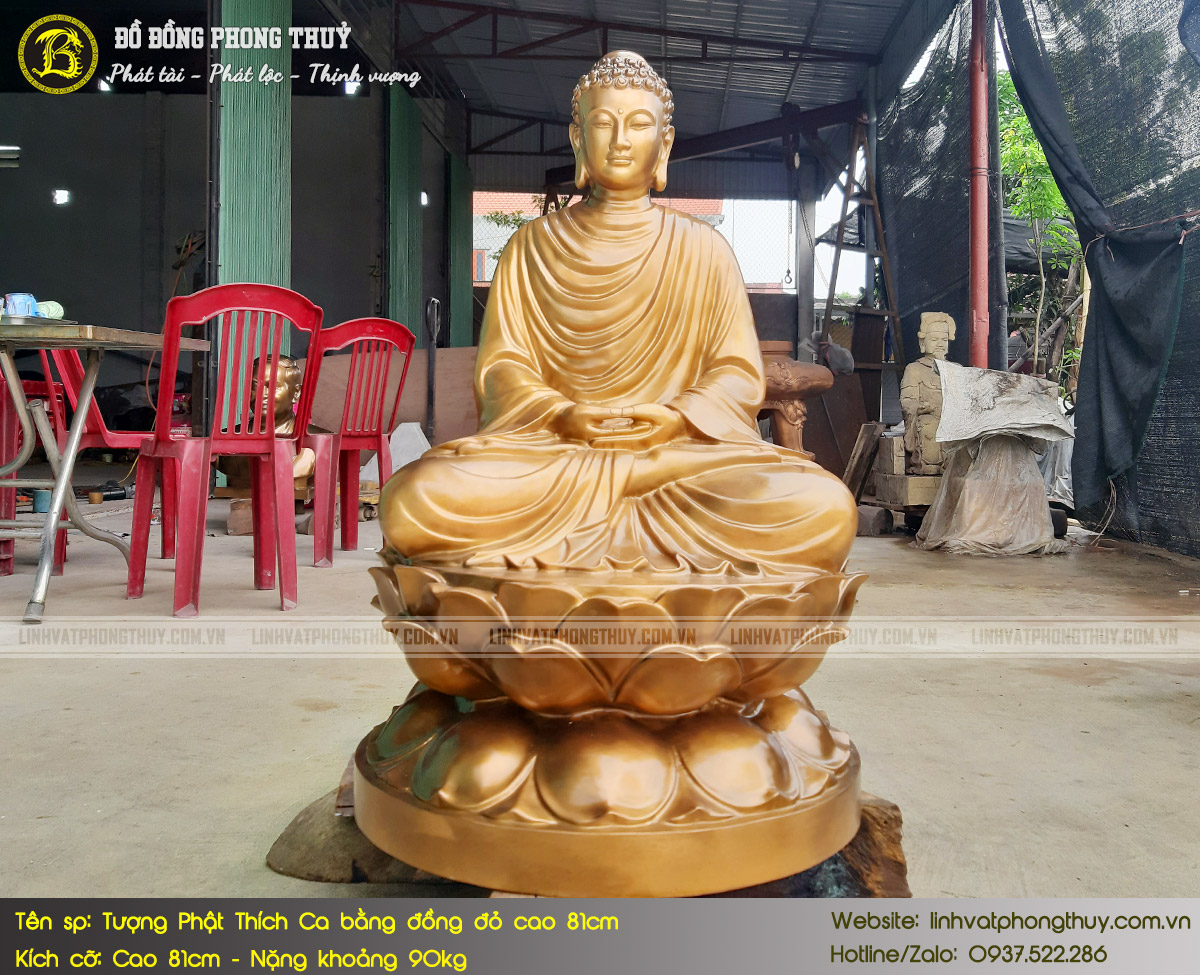 Tượng Phật Thích Ca Bằng Đồng Đỏ Cao 81cm - TP003 2