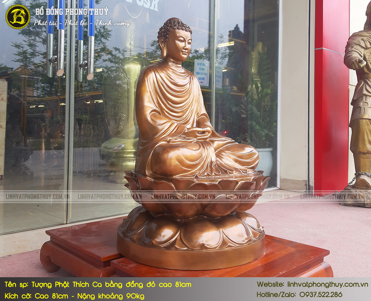 Tượng Phật Thích Ca Bằng Đồng Đỏ Cao 81cm - TP003 5