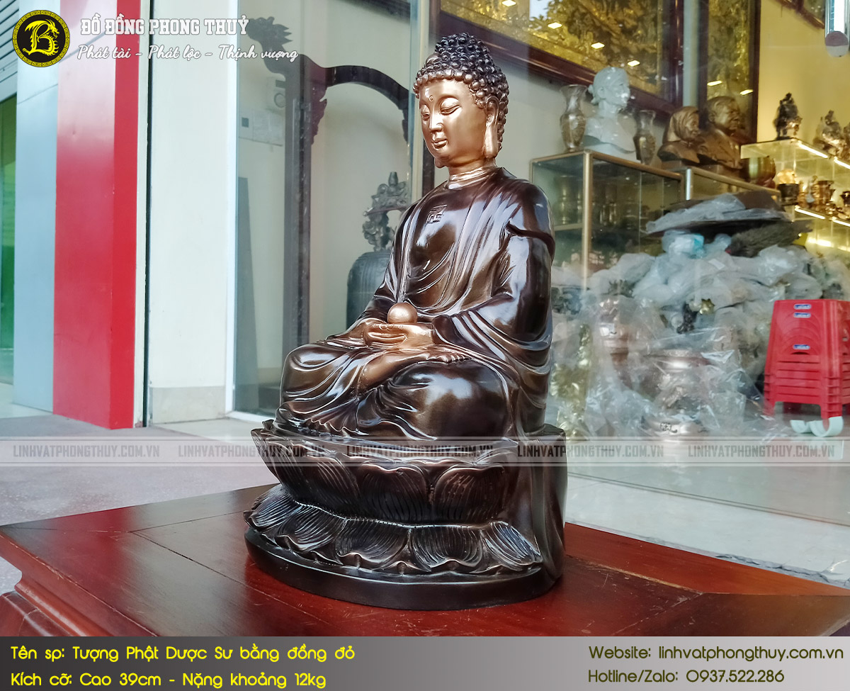 Tượng Phật Dược Sư Bằng Đồng Đỏ Cao 39cm - TP012 3
