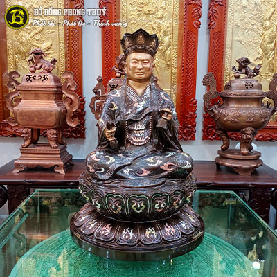 Tượng Phật Dược Sư Bằng Đồng Khảm Tam Khí Cao 48cm - TP0018