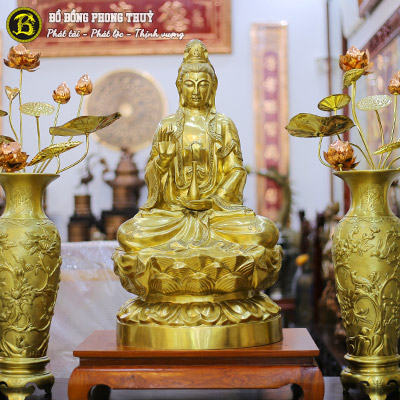 Tượng Phật Quan Âm Bằng Đồng Catut Cao 81cm - TP009