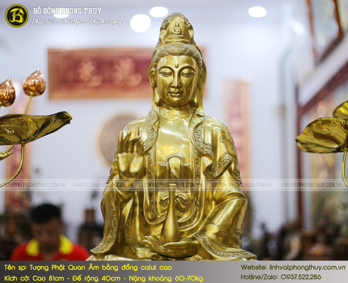 Tượng Phật Quan Âm Bằng Đồng Catut Cao 81cm - TP009 2