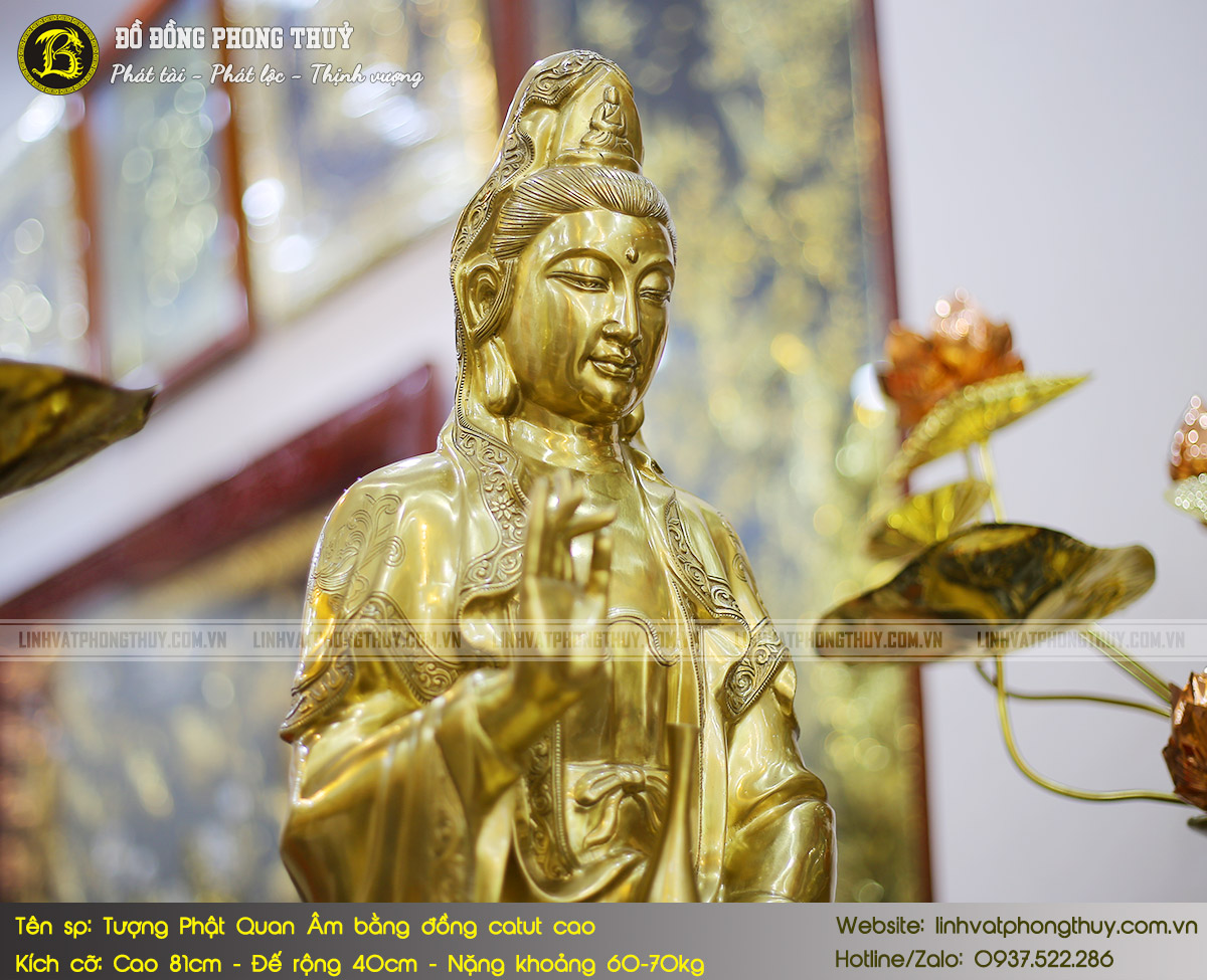 Tượng Phật Quan Âm Bằng Đồng Catut Cao 81cm - TP009 3