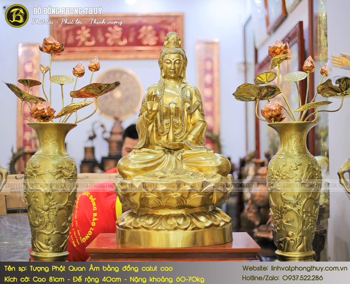 Tượng Phật Quan Âm Bằng Đồng Catut Cao 81cm - TP009 4