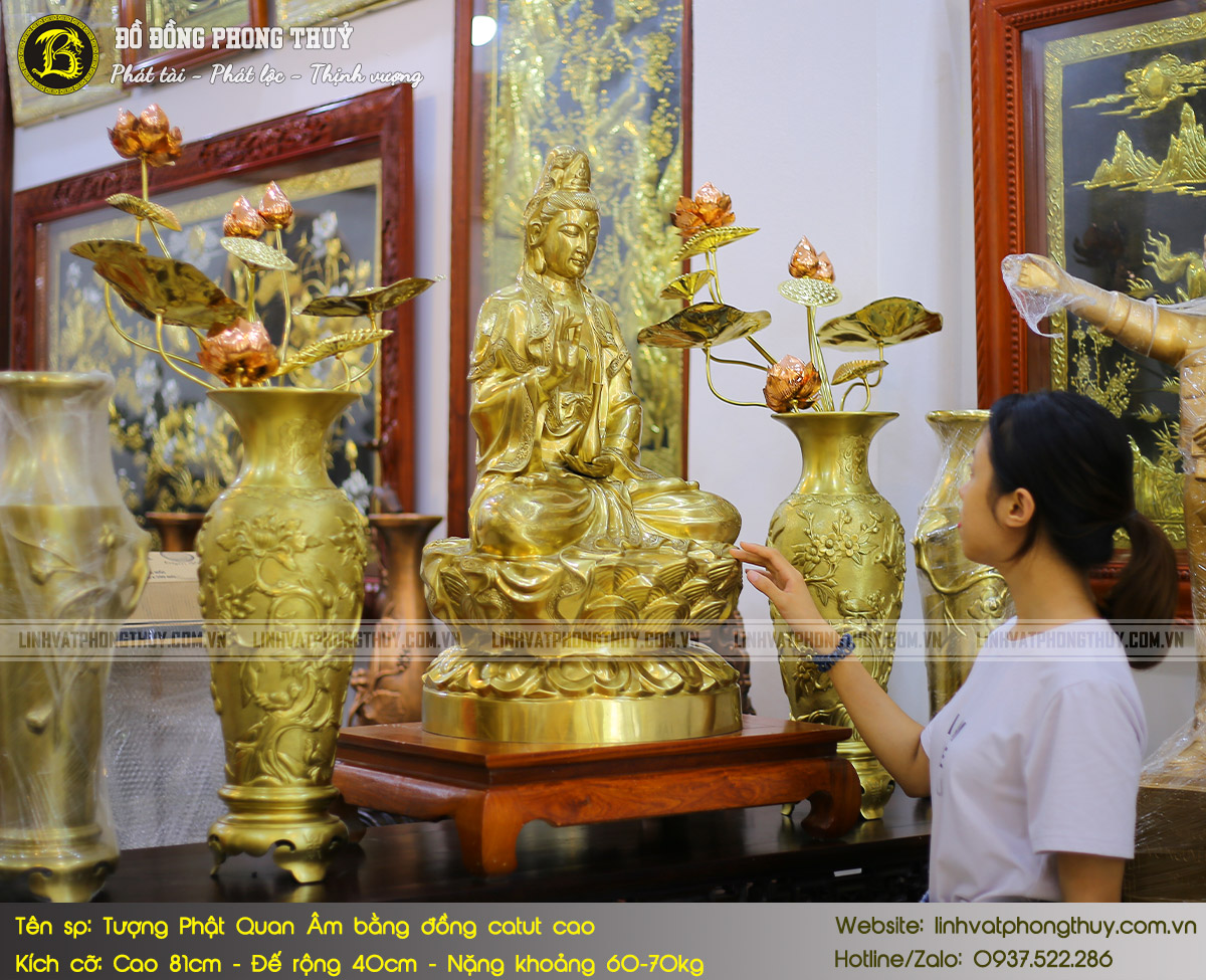 Tượng Phật Quan Âm Bằng Đồng Catut Cao 81cm - TP009 5