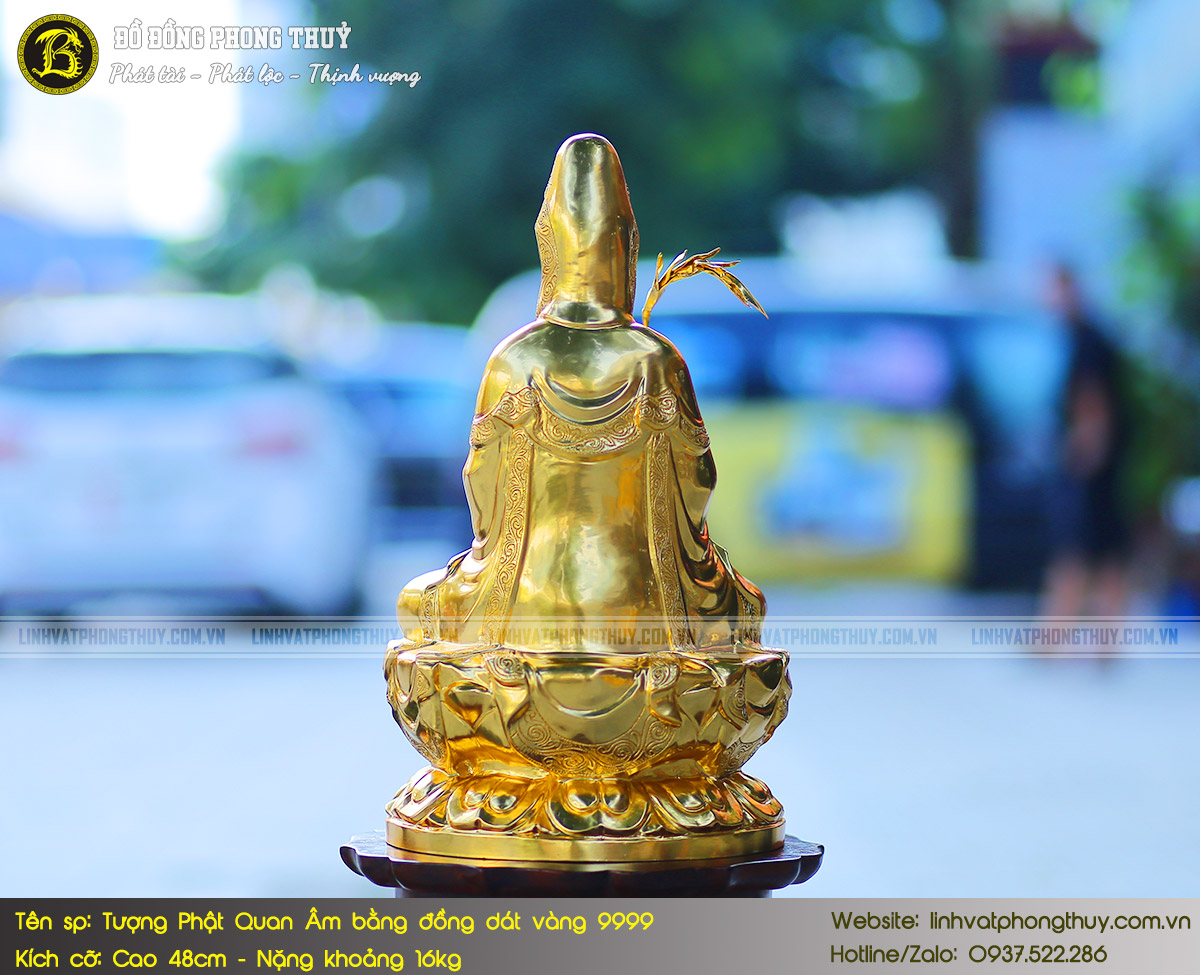 Tượng Phật Quan Âm Bằng Đồng Cao 48cm Dát Vàng 9999 - TP010 5