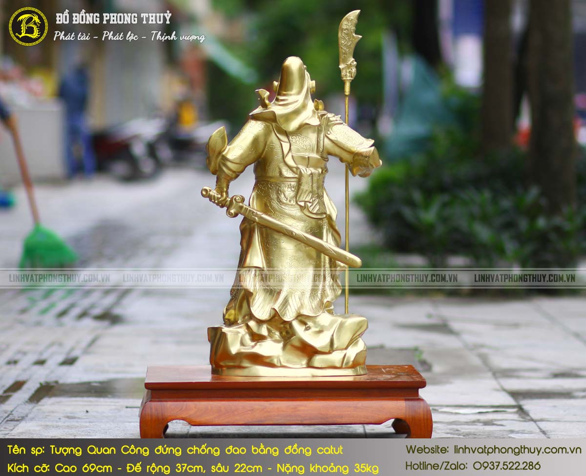 Tượng Quan Công Đứng Chống Đao Bằng Đồng Catut Cao 69cm - TQC013 4