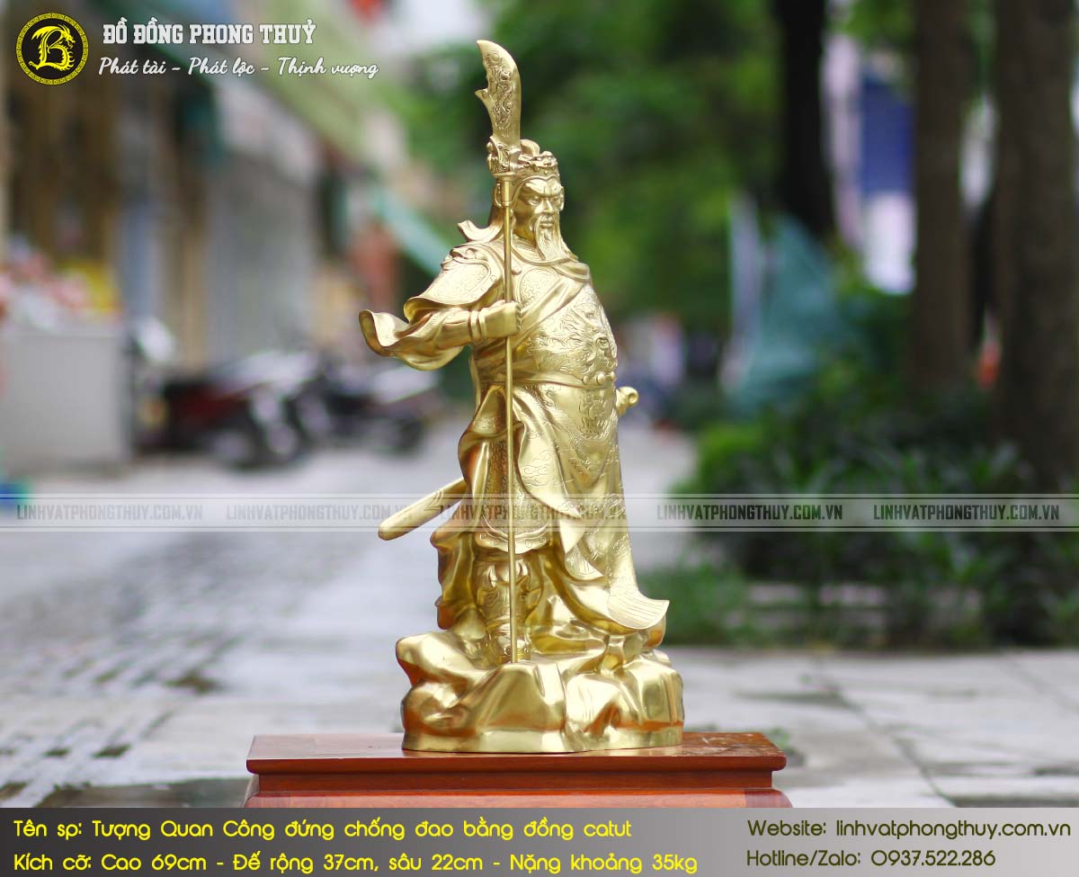 Tượng Quan Công Đứng Chống Đao Bằng Đồng Catut Cao 69cm - TQC013 5