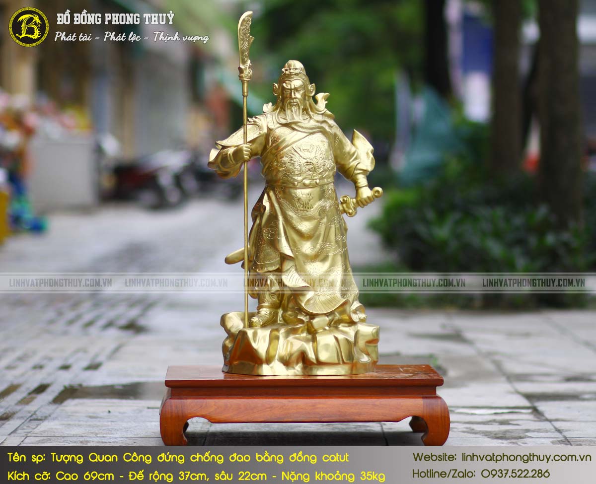 Tượng Quan Công Đứng Chống Đao Bằng Đồng Catut Cao 69cm - TQC013 6