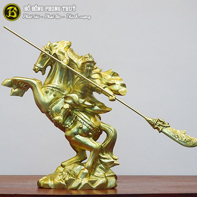Tượng Quan Công Cưỡi Ngựa Bằng Đồng Catut Cao 50cm - TQC011