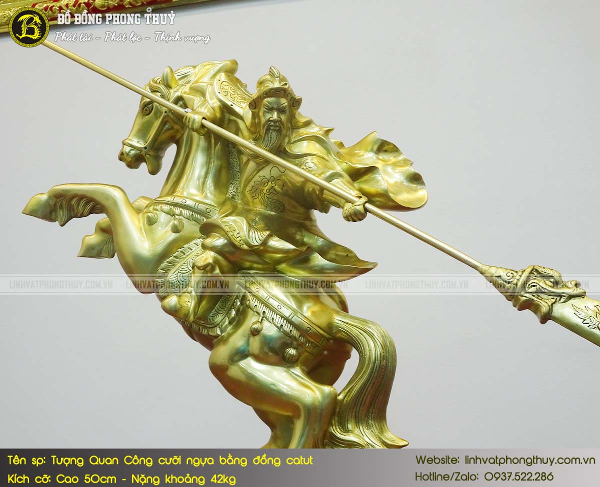 Tượng Quan Công Cưỡi Ngựa Bằng Đồng Catut Cao 50cm - TQC011 3