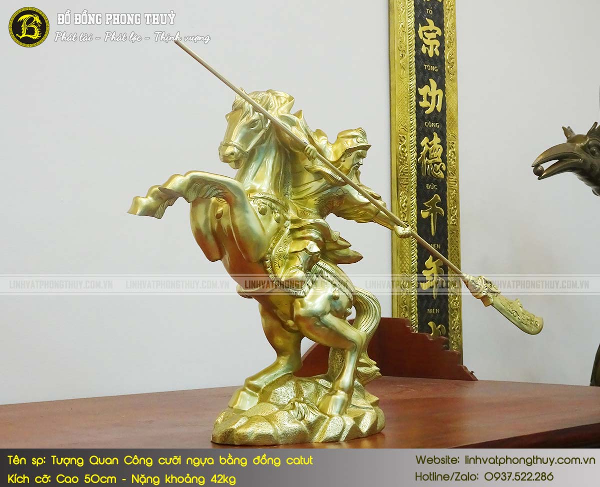 Tượng Quan Công Cưỡi Ngựa Bằng Đồng Catut Cao 50cm - TQC011 5