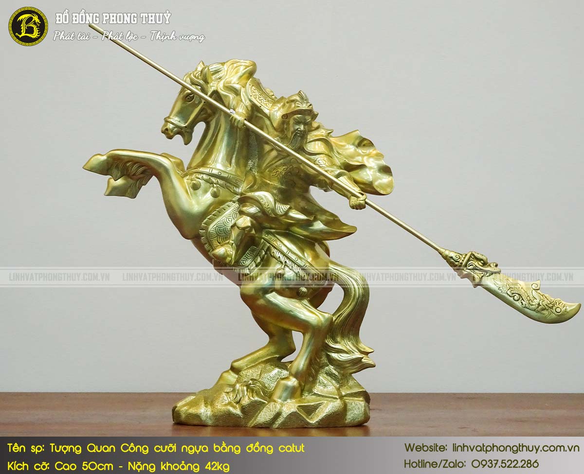 Tượng Quan Công Cưỡi Ngựa Bằng Đồng Catut Cao 50cm - TQC011 2