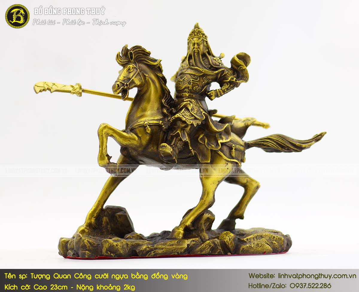 tượng Quan Công cưỡi ngựa bằng đồng cao 23cm