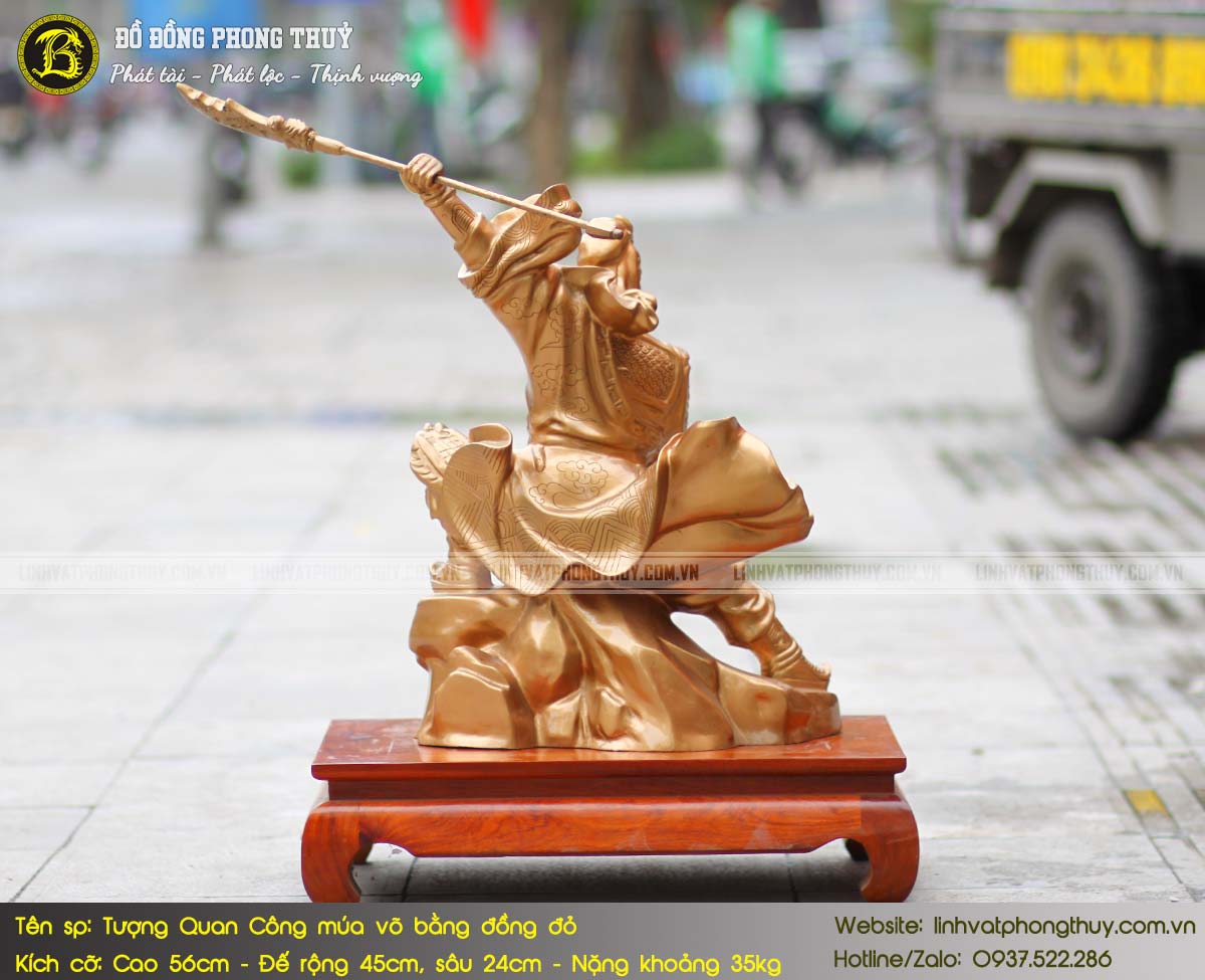 Tượng Quan Công Múa Võ Bằng Đồng Đỏ Cao 56cm - TQC016 5