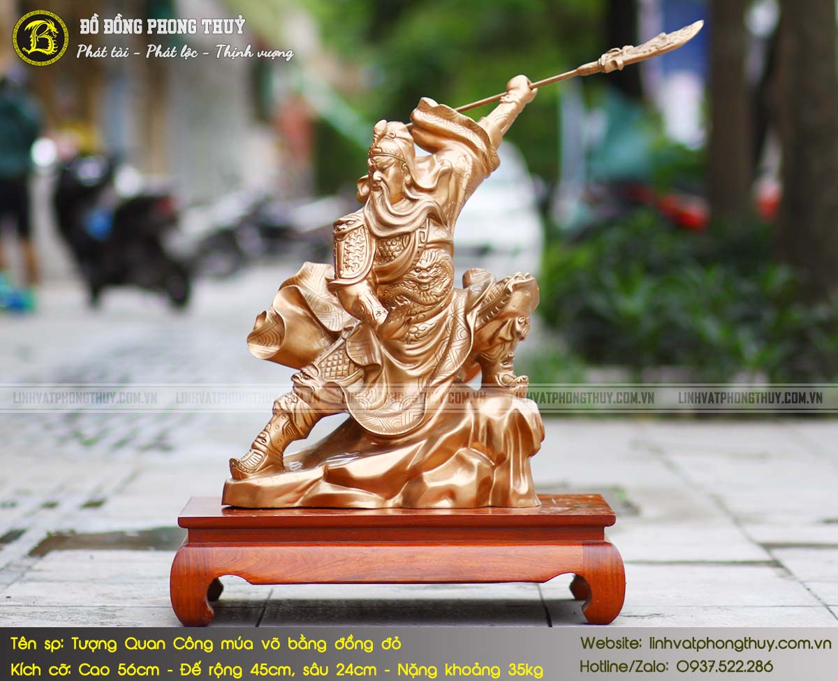 Tượng Quan Công Múa Võ Bằng Đồng Đỏ Cao 56cm - TQC016 2