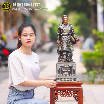 Tượng Quang Trung Bằng Đồng Khảm Vàng Bạc Cao 61cm - TDN003