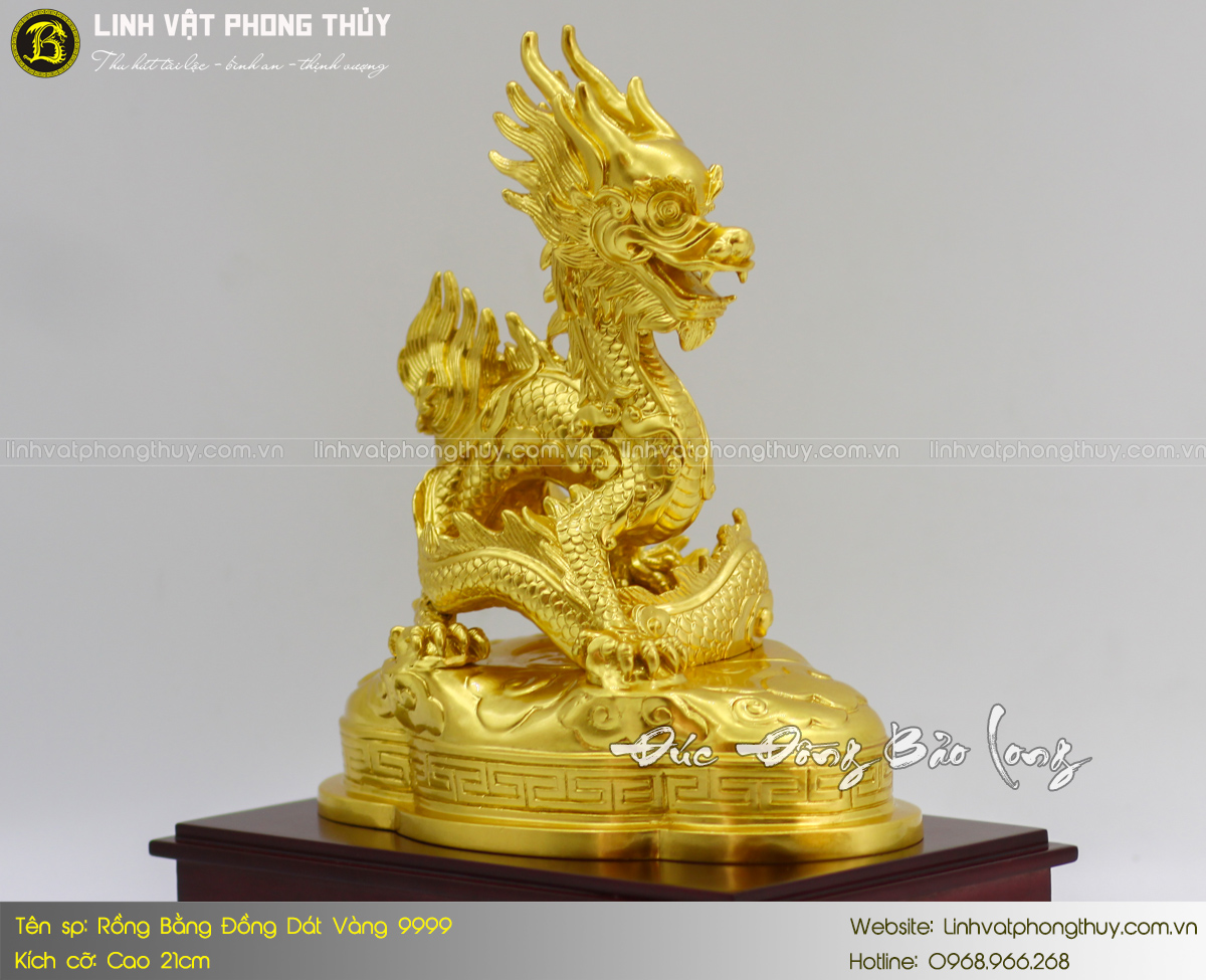 Rồng Bằng Đồng Vàng Cao 21cm Dát Vàng 9999 3