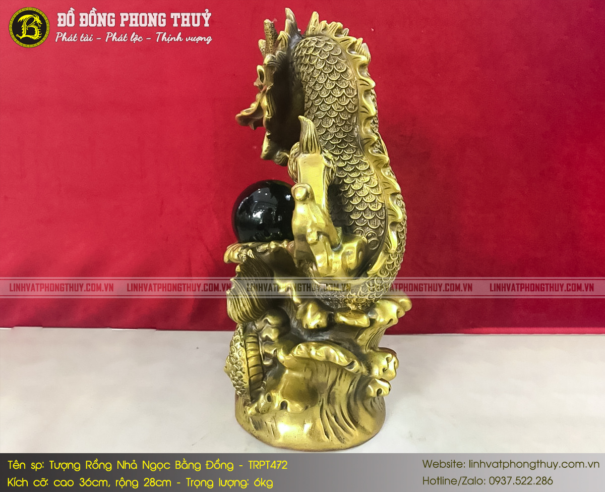 Tượng Rồng Nhả Ngọc Bằng Đồng Cao 36cm - TRPT472 5
