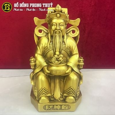 Tượng Thần Tài Ngồi Cầm Hũ Tiền Bằng Đồng Cao 20cm - TTTD112