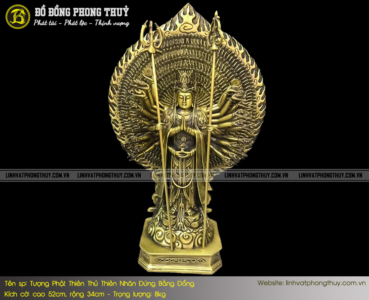 Tượng Phật Thiên Thủ Thiên Nhãn Đứng Bằng Đồng Cao 52cm - TTTN112 2