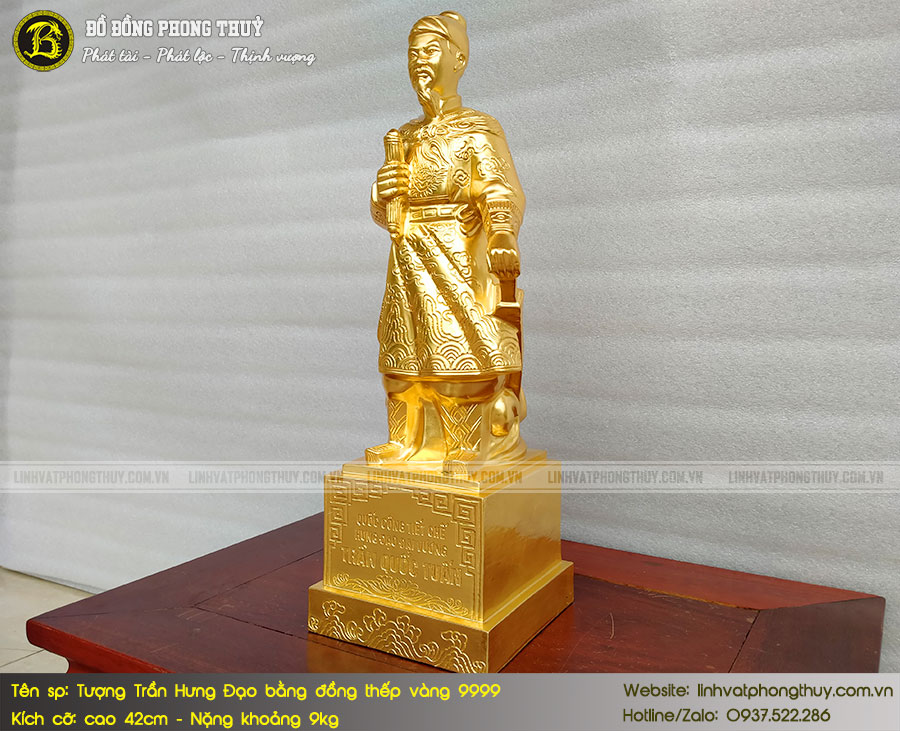 Tượng Trần Hưng Đạo Bằng Đồng Cao 42cm Thếp Vàng 9999 - THD001 3