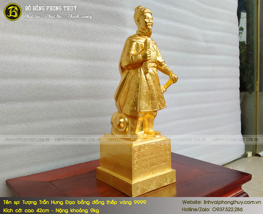 Tượng Trần Hưng Đạo Bằng Đồng Cao 42cm Thếp Vàng 9999 - THD001 4