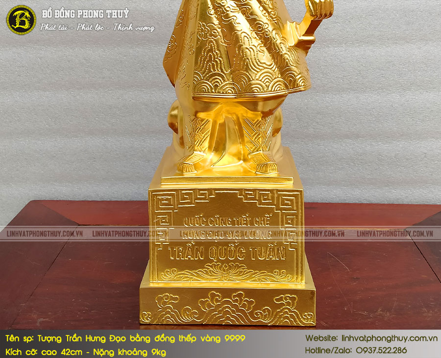 Tượng Trần Hưng Đạo Bằng Đồng Cao 42cm Thếp Vàng 9999 - THD001 6