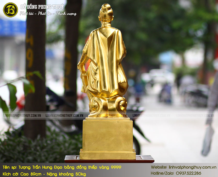 Tượng Trần Hưng Đạo Bằng Đồng Cao 89cm Thếp Vàng 9999 - THD002 5