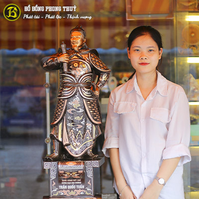 Tượng Trần Hưng Đạo Bằng Đồng Khảm Vàng Bạc Cao 89cm - THD005
